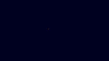 Parlayan neon hattı dizüstü bilgisayar simgesi mavi arkaplanda izole edildi. Boş ekran işaretli bilgisayar defteri. 4K Video hareketli grafik canlandırması.