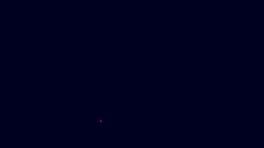 Parlayan neon hattı hesap makinesi simgesi mavi arkaplanda izole edildi. Muhasebe sembolü. İş hesaplamaları matematik eğitimi ve finans. 4K Video hareketli grafik canlandırması.