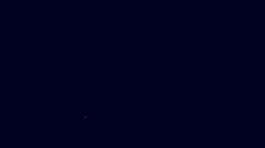Parlayan neon hattı Çeşme ucu simgesi mavi arkaplanda izole edildi. Kalem aleti işareti. 4K Video hareketli grafik canlandırması.