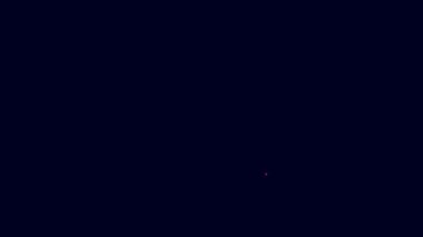 Parlayan neon hattı mezuniyet başlığı simgesi mavi arkaplanda izole edildi. Tassel ikonlu mezuniyet şapkası. 4K Video hareketli grafik canlandırması.
