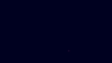 Parlayan neon çizgisi masa lambası simgesi mavi arkaplanda izole edildi. 4K Video hareketli grafik canlandırması.