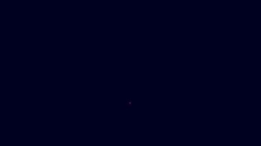 Parlayan neon hattı vampir dişi ikonu mavi arka planda izole edilmiş. Mutlu Cadılar Bayramı Partisi. 4K Video hareketli grafik canlandırması.