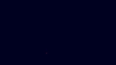Parlayan neon hattı Pope şapka ikonu mavi arkaplanda izole edildi. Hristiyan şapkası işareti. 4K Video hareketli grafik canlandırması.