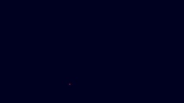 Parlayan neon hattı Ortaçağ bayrağı simgesi mavi arkaplanda izole edildi. Bir kral ya da kraliçe tarafından yönetilen ülke, devlet ya da bölge. 4K Video hareketli grafik canlandırması.