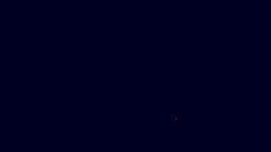 Mavi arka planda izole edilmiş deniz ikonu üzerinde parlayan neon hattı yüzen şamandıra. 4K Video hareketli grafik canlandırması.