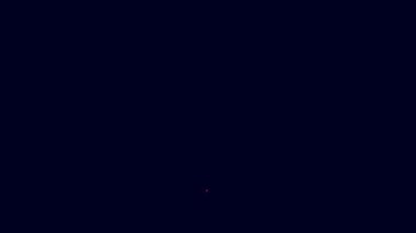 Parlayan neon hattı Anchor simgesi mavi arkaplanda izole edildi. 4K Video hareketli grafik canlandırması.