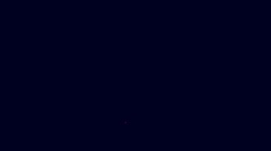 Parlayan neon hattı sörf tahtası simgesi mavi arkaplanda izole edildi. Sörf tahtası. Olağanüstü bir spor. Spor malzemeleri. 4K Video hareketli grafik canlandırması.