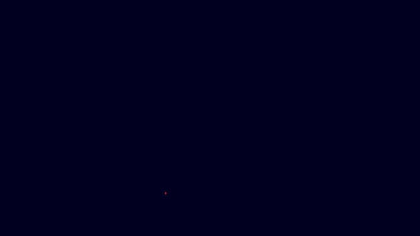 明亮的霓虹灯线位置与咖啡豆图标隔离在蓝色背景 4K视频运动图形动画 — 图库视频影像