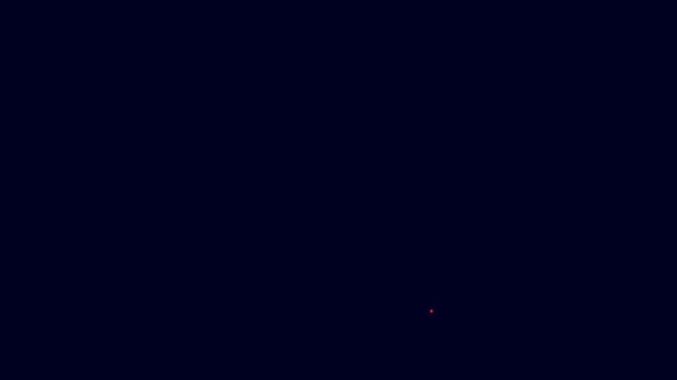 Linea Neon Incandescente Icona Completa Del Magazzino Isolata Sfondo Blu — Video Stock