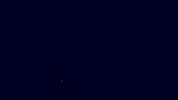 Светящаяся Неоновая Линия Иконка Возврата Картонной Коробки Изолирована Синем Фоне — стоковое видео