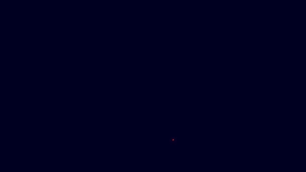 青の背景に隔離された交通記号のアイコンとネオンラインの段ボール箱を光る パッケージ 小包サイン 4Kビデオモーショングラフィックアニメーション — ストック動画