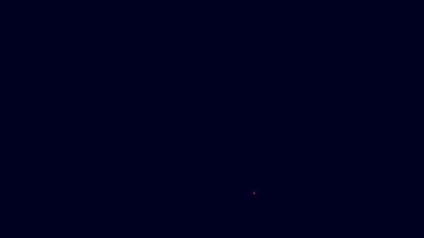 ネオンラインの輝き青い背景に隔離されたスキタイのアイコン ハッピーハロウィンパーティー 4Kビデオモーショングラフィックアニメーション — ストック動画