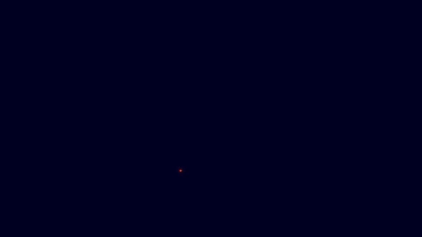发光的霓虹灯线原子图标孤立在蓝色背景 核物理学 科学研究的象征 4K视频运动图形动画 — 图库视频影像