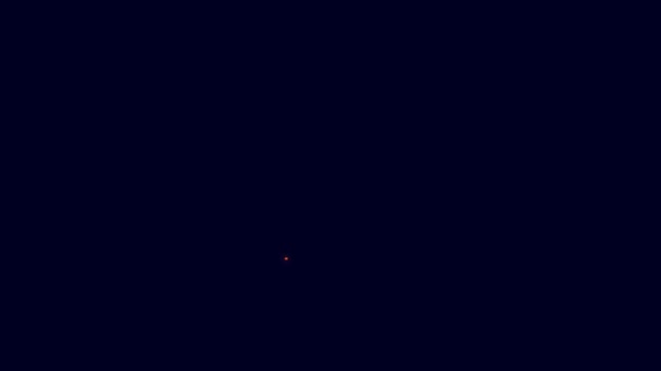发光的霓虹灯线蜘蛛图标孤立在蓝色的背景 万圣节快乐派对4K视频运动图形动画 — 图库视频影像