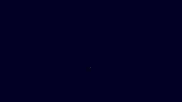 发光的霓虹灯线在蓝色背景上隔离的飞行蝙蝠图标 万圣节快乐派对4K视频运动图形动画 — 图库视频影像
