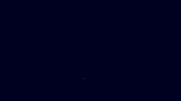 发光的霓虹灯线幽灵图标孤立在蓝色的背景 万圣节快乐派对4K视频运动图形动画 — 图库视频影像