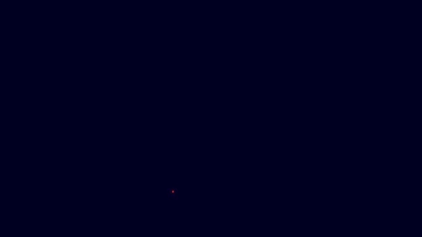 发光的霓虹灯线黑猫图标孤立在蓝色背景 万圣节快乐派对4K视频运动图形动画 — 图库视频影像