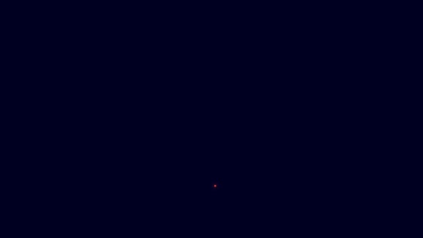 Luminosa Icona Della Linea Neon Crociata Isolata Sfondo Blu Animazione — Video Stock
