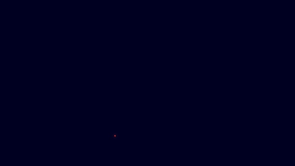 发光的霓虹灯线双目图标孤立在蓝色背景 找到软件符号 间谍设备符号 4K视频运动图形动画 — 图库视频影像