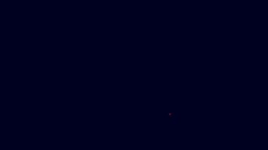 Parlayan neon hattı kağıt kontrolü ve mali kontrol ikonu mavi arka planda izole edildi. Kağıt baskı çeki, makbuz ya da fatura. 4K Video hareketli grafik canlandırması.