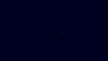 Parlayan neon hattı bilek saat simgesi mavi arkaplanda izole edildi. Kol saati simgesi. 4K Video hareketli grafik canlandırması.