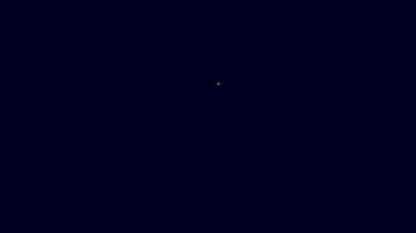 Parlayan neon hattı Kullanıcı elle simgesi mavi arkaplanda izole edildi. Kullanıcı rehberi kitabı. Talimat işareti. Kullanmadan önce oku. 4K Video hareketli grafik canlandırması.