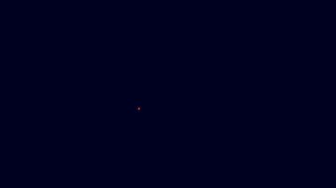 Parlayan neon hattı E-Book okuyucu simgesi mavi arkaplanda izole edildi. 4K Video hareketli grafik canlandırması.