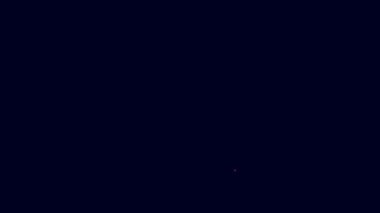 Parlayan neon çizgi anahtarı simgesi mavi arkaplanda izole edildi. Anahtar tamir aleti. Servis aracı sembolü. 4K Video hareketli grafik canlandırması.