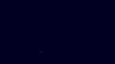 Parlayan neon hattı. Mavi arka planda elektrik ısıtıcısı simgesi izole edildi. Çaydanlık ikonu. 4K Video hareketli grafik canlandırması.