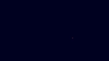 Mavi arka planda izole edilmiş elektrik ikonu hakkında parlayan neon hattı kitabı. 4K Video hareketli grafik canlandırması.