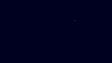 Parlayan neon hat araba aküsü ikonu mavi arka planda izole edildi. Akümülatör bataryası enerji ve elektrik akümülatörü bataryası. 4K Video hareketli grafik canlandırması.