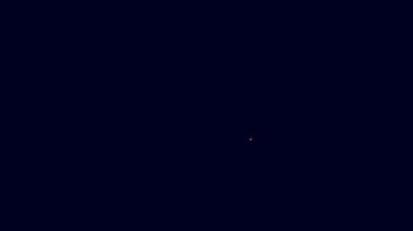Parlayan neon hattı bira şişesi ve mavi arka planda izole edilmiş ahşap varil ikonu. 4K Video hareketli grafik canlandırması.