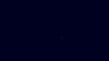 Parlak neon hattı ahşap varil rafta ve mavi arka planda durdurma simgesi var. 4K Video hareketli grafik canlandırması.