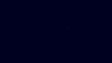 Parlak neon hattı Salami sosis ikonu mavi arkaplanda izole edildi. Et şarküteri ürünü. 4K Video hareketli grafik canlandırması.