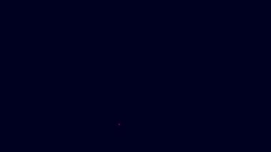 Parlayan neon hattı mavi arka planda izole şarap cam ikonu. Şarap kadehi işareti. 4K Video hareketli grafik canlandırması.