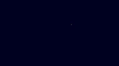 Parlayan neon hattı mavi arka planda izole edilmiş bir kahve fincanı. 4K Video hareketli grafik canlandırması.