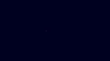 Parlayan neon çizgi ikonu mavi arkaplanda izole edildi. Orman sembolü. 4K Video hareketli grafik canlandırması.