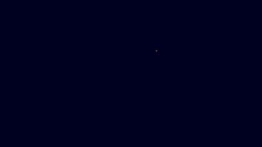 Parlayan neon hattı keskin nişancı optik görüş ikonu mavi arka planda izole edildi. Keskin nişancı dürbünü. 4K Video hareketli grafik canlandırması.