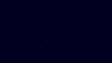 Parlayan neon hattı yarış başlığı simgesi mavi arkaplanda izole edildi. 4K Video hareketli grafik canlandırması.