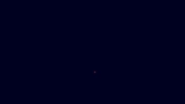 Parlayan neon hattı hedef spor simgesi mavi arkaplanda izole edildi. Atış mesafesi ya da atış mesafesi için sayıları olan temiz bir hedef. 4K Video hareketli grafik canlandırması.
