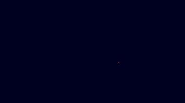 Parlayan neon hattı mavi arkaplanda atlama ipi simgesi izole edildi. İp atlıyorum. Spor malzemeleri. 4K Video hareketli grafik canlandırması.