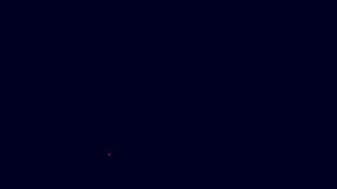 Parlak neon hattı bilardo topu. Mavi arka planda 8 numaralı ikon izole edilmiş. 4K Video hareketli grafik canlandırması.