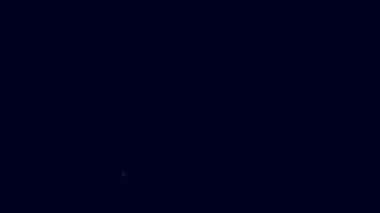 Parlayan neon hattı Bowling topu ikonu mavi arkaplanda izole edildi. Spor malzemeleri. 4K Video hareketli grafik canlandırması.