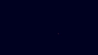 Parlayan neon hattı kağıt poşet ikonu mavi arka planda izole edildi. Paket işareti. 4K Video hareketli grafik canlandırması.