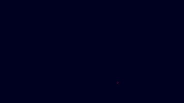 Parlayan neon çizgisi büyüteç ikonu mavi arkaplanda izole edildi. Arama, odaklanma, yakınlaştırma, iş sembolü. 4K Video hareketli grafik canlandırması.