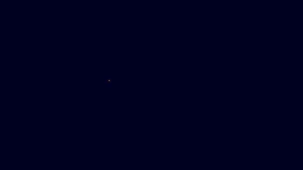 Светящаяся Неоновая Линия Расположение Иконкой Картонной Коробки Изолированы Синем Фоне — стоковое видео