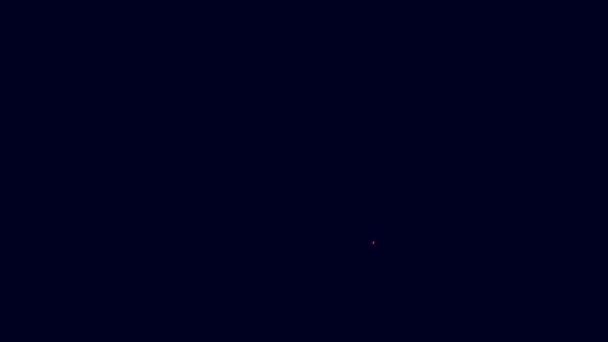 Сяюча Неонова Лінія Розташування Піктограмою Картонної Коробки Ізольовано Синьому Фоні — стокове відео