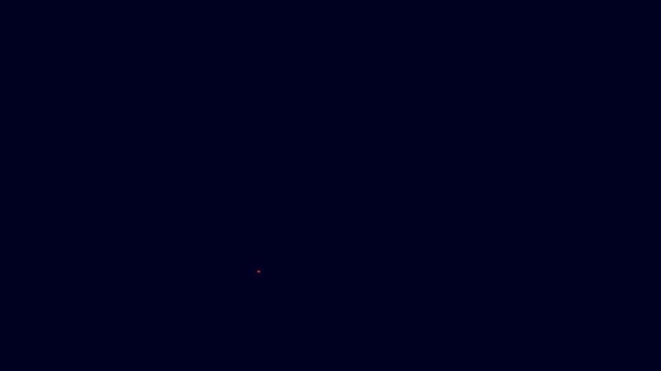 发光的霓虹灯线手推车和盒子图标隔离在蓝色背景 多莉符号 4K视频运动图形动画 — 图库视频影像