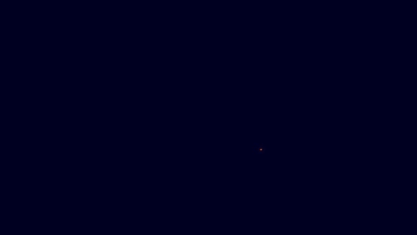 Светящаяся Неоновая Линия Фантастический Летающий Автомобиль Значок Изолирован Синем Фоне — стоковое видео