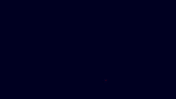 Linea Fluorescente Icona Bistecca Pesce Isolato Sfondo Blu Animazione Grafica — Video Stock